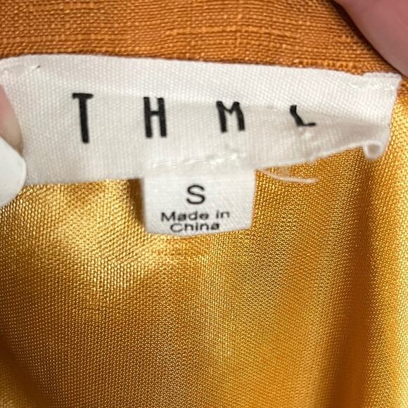 THML Mustard Halter Mini A-Line Dress with Embroidered Detail Size Small - Picture 8 of 11